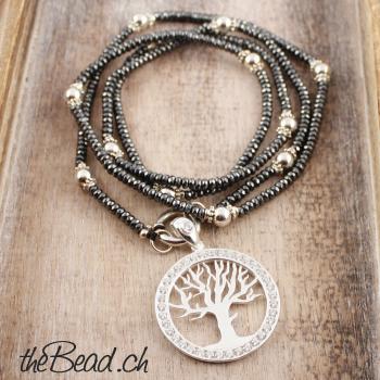 hämatit necklace with tree of life
