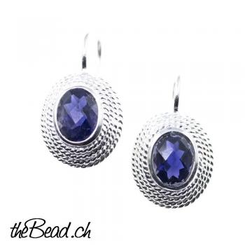 blauer topaz blue  earrrings made of sterling silver