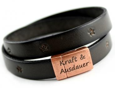 Lederarmband für Damen mit herz lebenslust lederarmband mit verschluss gravur