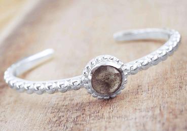 silver bangle with labradorite