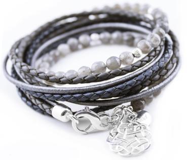 leather wrap bracelet labradorite pearls