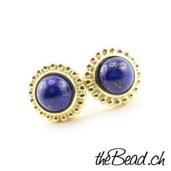 gold plated 925 sterling silver with lapislazuli