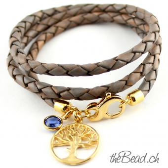 Braided Leather bracelet with TREE OF LIFE Pendant