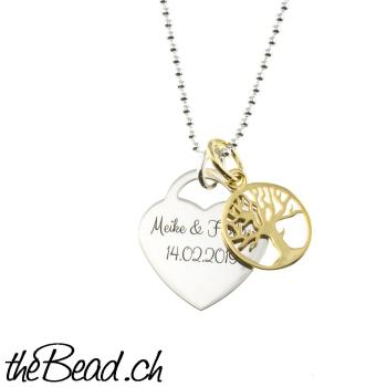 necklace HEART with personal engraving