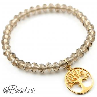 crystal beads bracelet with 925 sterling silver gold plated pendant