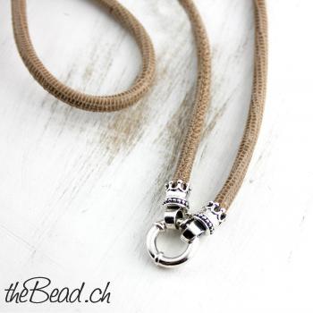 Leather necklace with 925 sterling silver clasp
