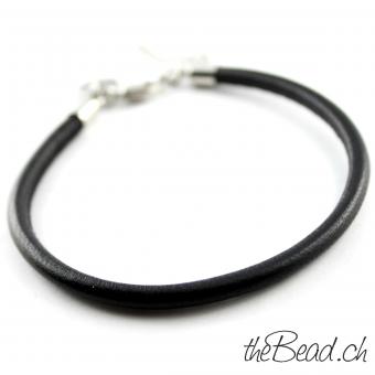Anklet made of leather, black