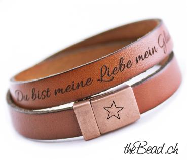 leather bracelet with leather and clasp engraving