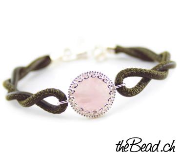 women bracelet with rose quartz