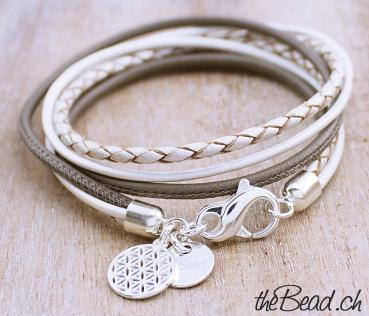 Braided Leather bracelet flower of life