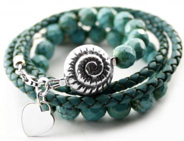 Bracelet LEATHER meets GREEN TURQUOISE