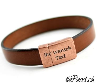 leather bracelet with engraving magnetic