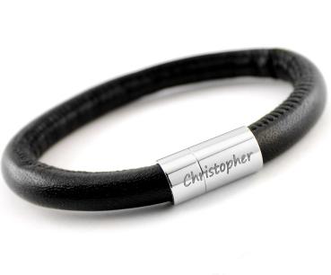 leather bracelet PULSE black with magnetic clasp