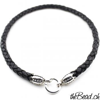 leather necklace with 925 sterling silver closure
