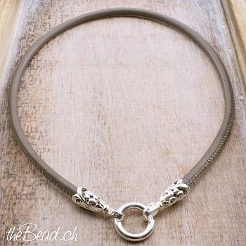 Leather necklace ROMA with 925 sterling silver clasp