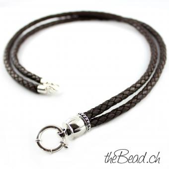 Leather necklace with 925 sterling silver