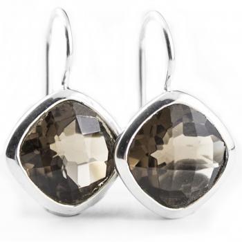 Earrings made of 925 sterling silver and smoky quarz