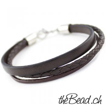 leather bracelet ONE SIZE in dark brown