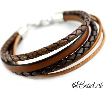 Men leather bracelet ONE SIZE in brown