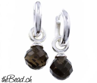 925 silver earring with smoky quartz