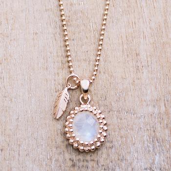 rainbow moonstone silver necklace