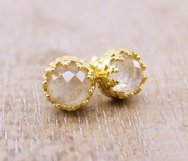 rainbow moonstone earrings gold plated