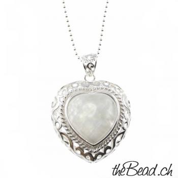 Silver Necklace with moonstone pendant