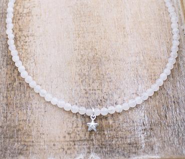 rainbow moonstone necklace with silver star