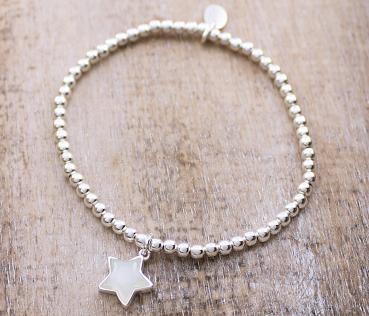 silver bracelet with rainbow moonstone star pendant
