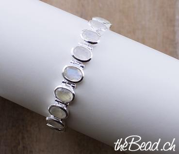 nice rainbow moonstone quartz silver bracelet