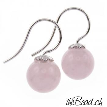 earrings 925 silver and rose quartz