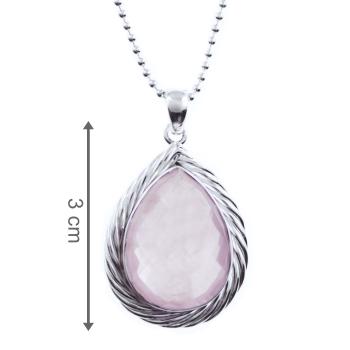 silver necklace with rose quartz pendant