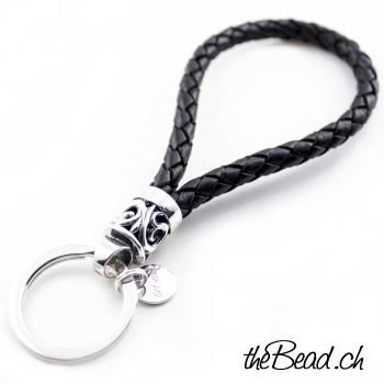 keychain made of 925 sterling silver and leather