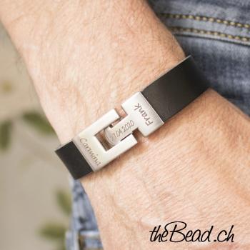 Lederarmband graviert mit Magnetverschluss