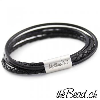 leather bracelet PULSE with magnetic clasp