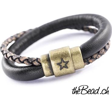 nice leather bracelet for him dark brown theBead