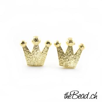 crown gold  plated earrings 925 silver rosegold plated