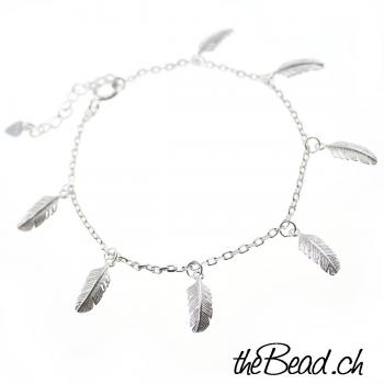925 sterling silver feather bracelet