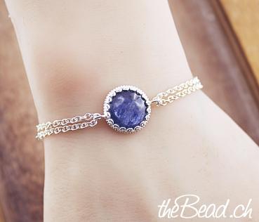 bracelet with 925 sterling silver and kyanite