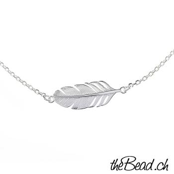 Silver Necklace with feather
