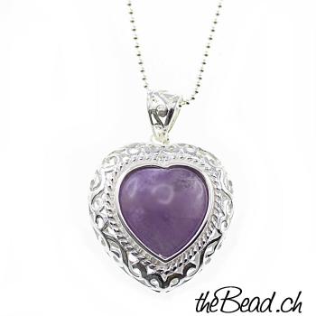 Silver Necklace with amethyste pendant