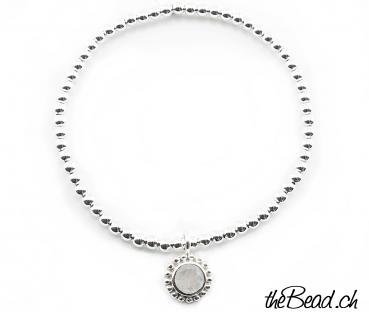 sterling silver beads bracelet with moonstone