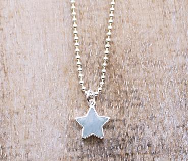 925 Sterling silver aquamarine star, necklace