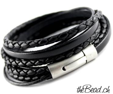 Braided Leather bracelet BLACK PASSION