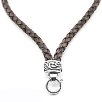 ypsilon leather silver necklace
