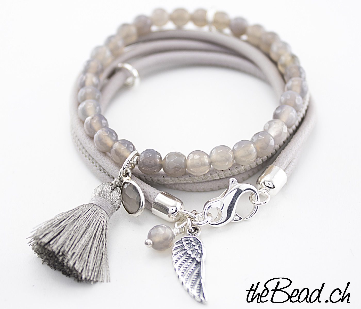 Boho Gemstone Bracelet Agate - Wide energy hippie pearl bracelet