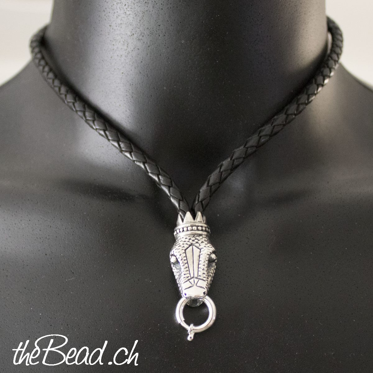 ypsilon leather silver necklace snake * Jewelry Shop