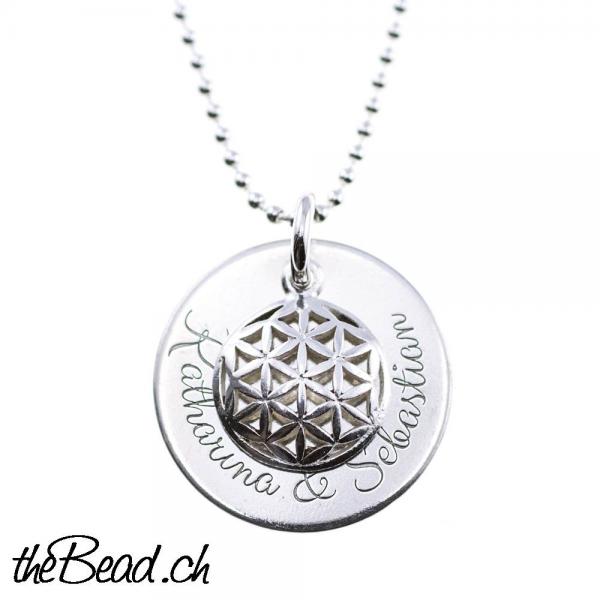 star pendant with engraving and family tree pendant made of 925 sterling silver