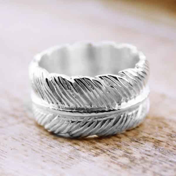 Feder Ring und Fingerringe in Form einer Feder aus Silber kaufen und bestellen gel eines engels  aus 925 sterling silber