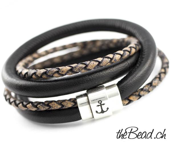 ANKER thebead Lederarmband von theBead mit Aussen Gravur und Innen Gravur zum Wickeln als Wickelarmband von thebead